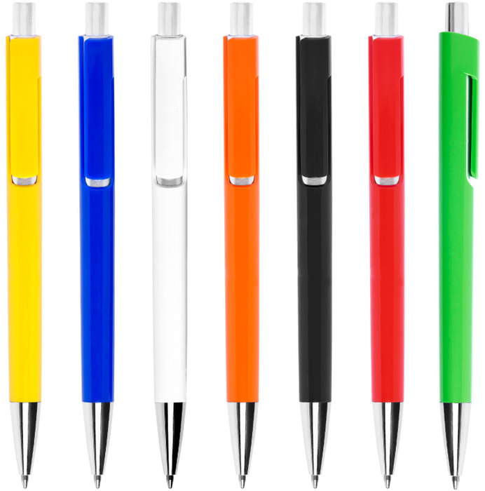 BOLIGRAFO CON CUERPO DE COLOR DETALLES PLATEADOS D228